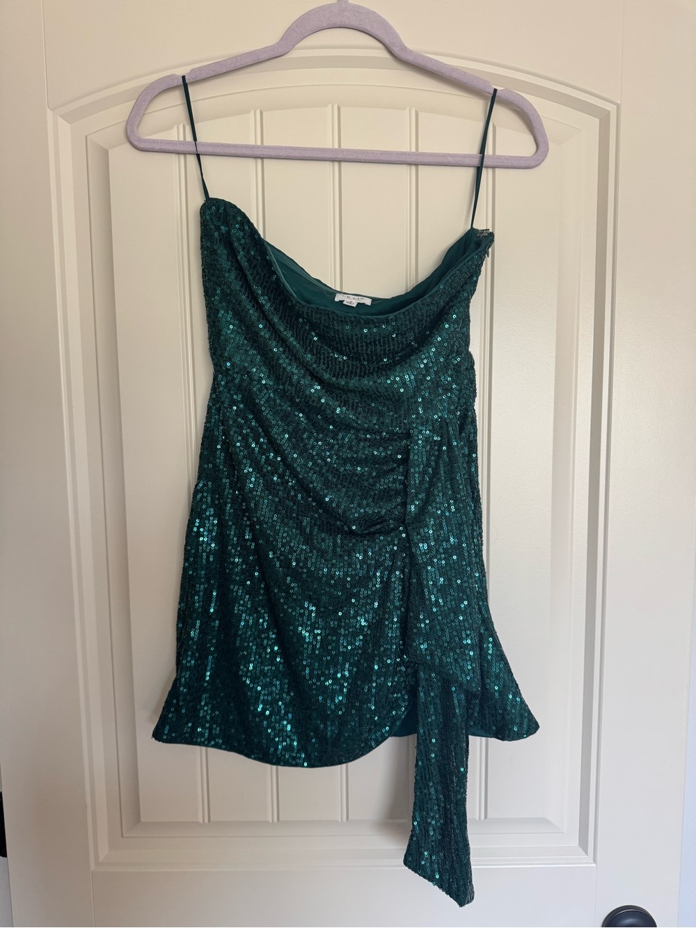 Le Lis Teal Sequin Strapless Mini Dress